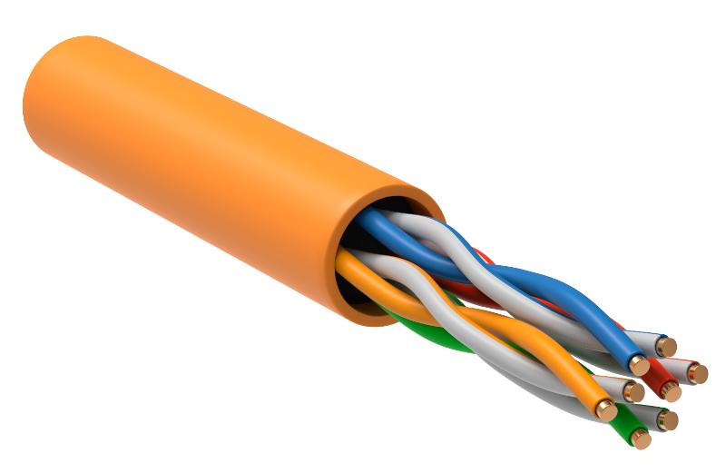 Кабель связи витая пара U/UTP, кат.5E 4x2х24AWG solid, LSZH, 305м, оранжевый