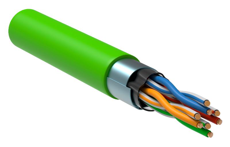 Кабель связи витая пара F/UTP, кат.5E 4x2х24AWG solid, нг(А)-LSLTx, 305м, зеленый