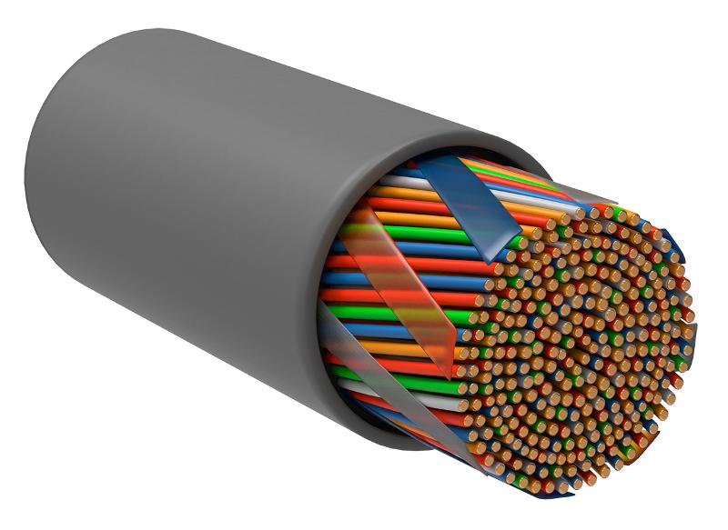 Кабель связи витая пара U/UTP, кат.5E, 25 пар 25х2х24AWG solid, LSZH, 500м, серый