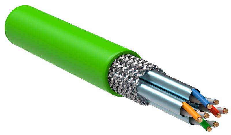 Кабель связи витая пара S/FTP, кат.6A 4х2х23AWG solid, LSZH, 305м, зеленый