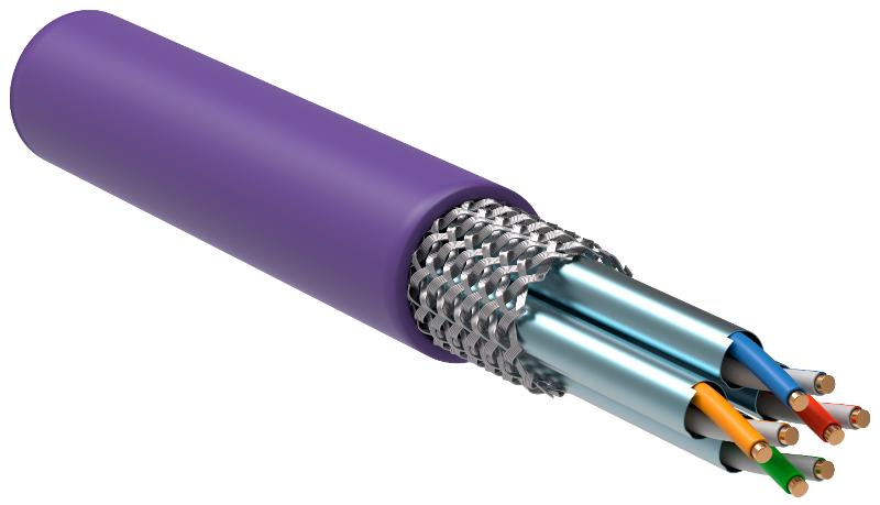 Кабель связи витая пара S/FTP кат.7 4х2х23AWG solid LSZH 305м фиолетовый