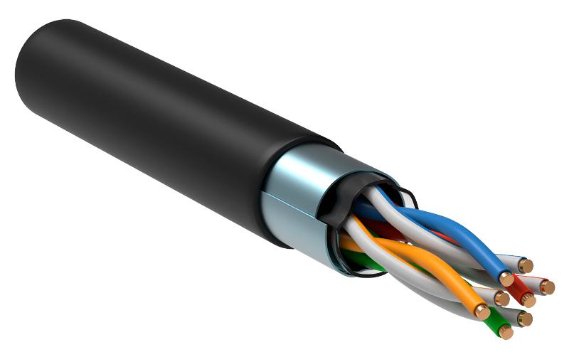 Каб. вп F/UTP, кат.5E 4х2х24AWG solid, LDPE, 305м, чер.