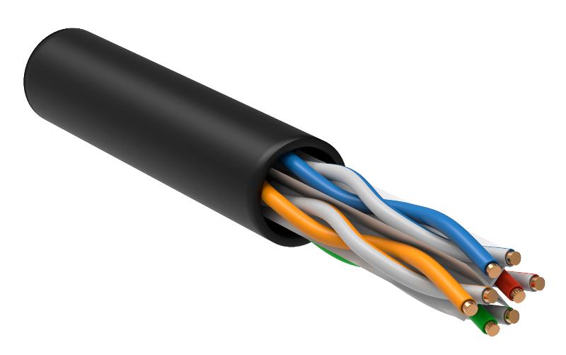Каб. в. п. U/UTP кат. 6 4x2х23AWG solid LSZH 305м чер.