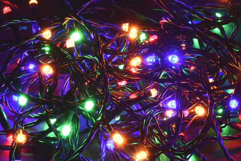 Гирлянда светодиодная нить 5м 50RGB IP20 зеленый шнур 230В контр. 8 режимов