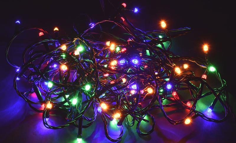Гирлянда светодиодная нить 10м 100RGB IP20 зеленый шнур 230В контр. 8 режимов