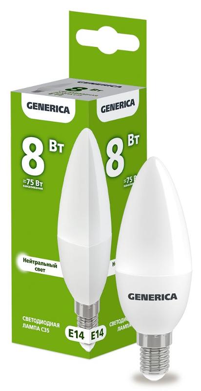 Лампа светодиодная C35 свеча 8Вт 230В 4000К E14