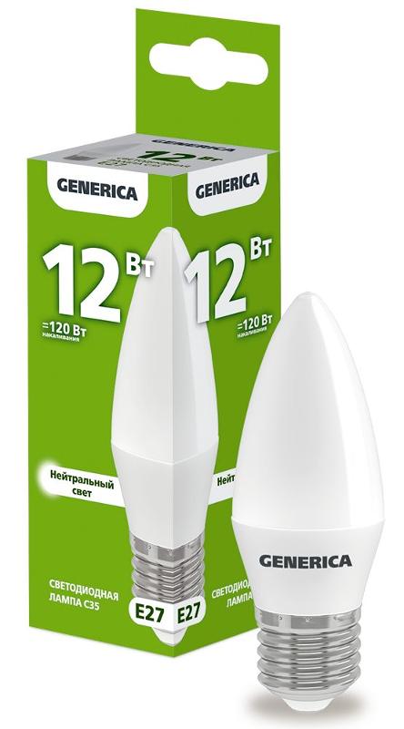 Лампа светодиодная C35 свеча 12Вт 230В 4000К E27