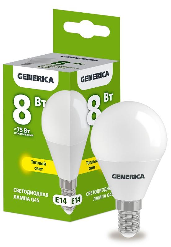 Лампа светодиодная G45 шар 8Вт 230В 3000К E14
