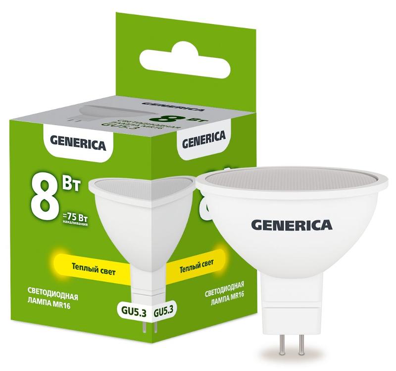 Лампа светодиодная MR16 софит 8Вт 230В 3000К GU5.3