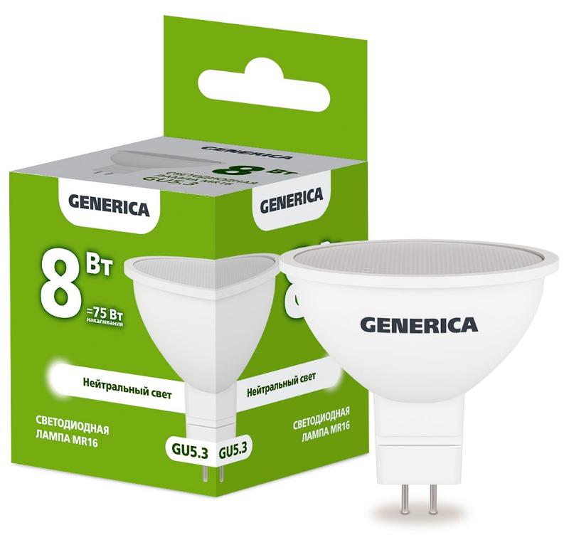 Лампа светодиодная MR16 софит 8Вт 230В 4000К GU5.3