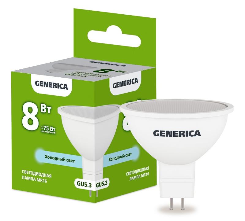 Лампа светодиодная MR16 софит 8Вт 230В 6500К GU5.3