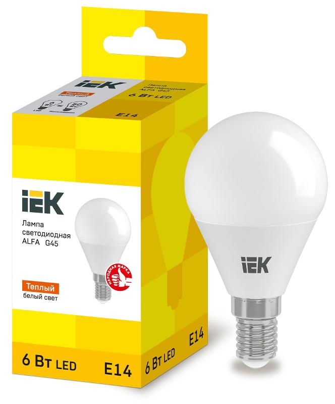 Лампа LED ALFA G45 шар 6Вт 230В 3000К E14