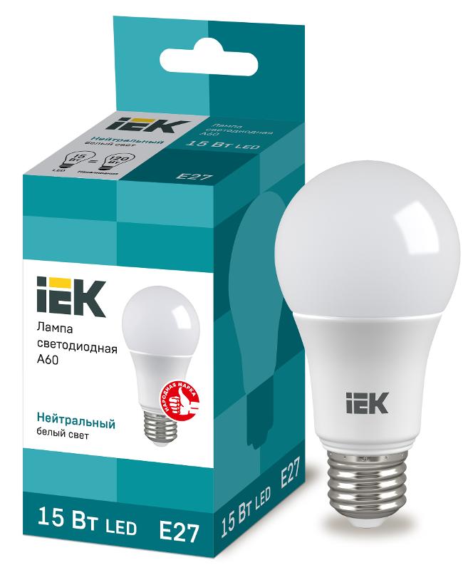 Лампа светодиодная LED 15Вт Е27 220В 4000К A60 груша