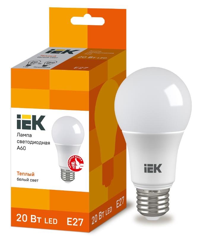 Лампа светодиодная LED 20Вт Е27 220В 3000К A60 груша