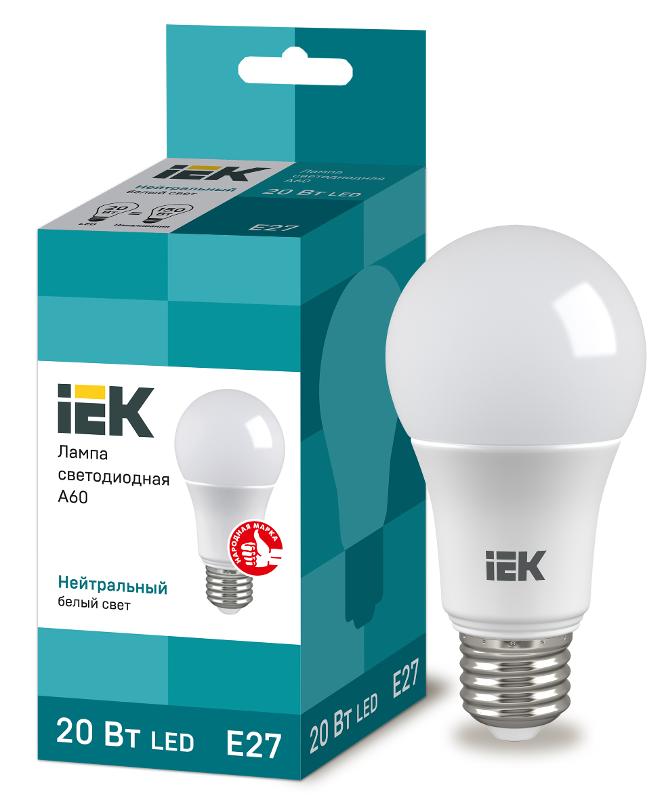 Лампа светодиодная LED 20Вт Е27 220В 4000К A60 груша