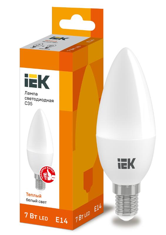 Лампа светодиодная LED 7Вт Е14 220В 3000К C35 свеча