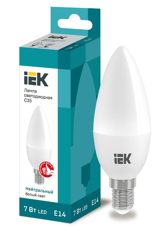 Лампа светодиодная LED 7Вт Е14 220В 4000К C35 свеча