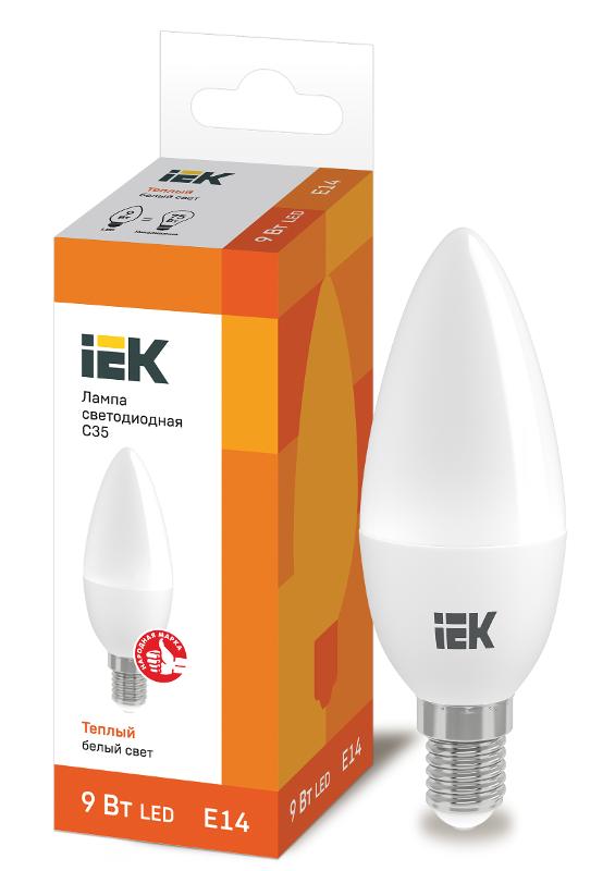 Лампа светодиодная LED 9Вт 230В 3000К E14 свеча