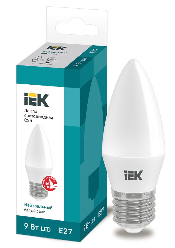 Лампа светодиодная LED 9Вт 230В 4000К E27 свеча