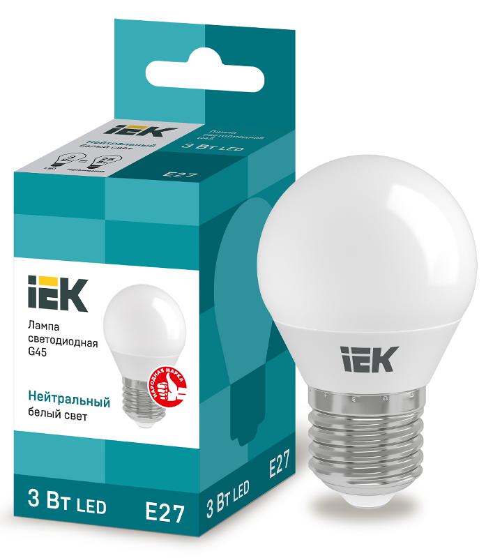 Лампа светодиодная LED 3Вт Е27 220В 4000К G45 шар