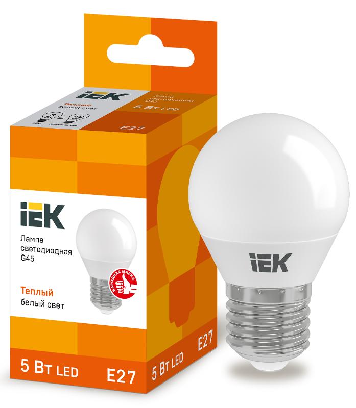 Лампа светодиодная LED 5Вт Е27 220В 3000К G45 шар
