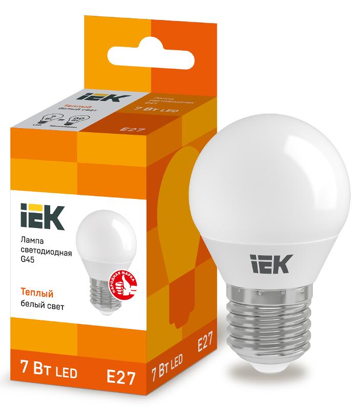 Лампа светодиодная LED 7Вт Е27 220В 3000К G45 шар