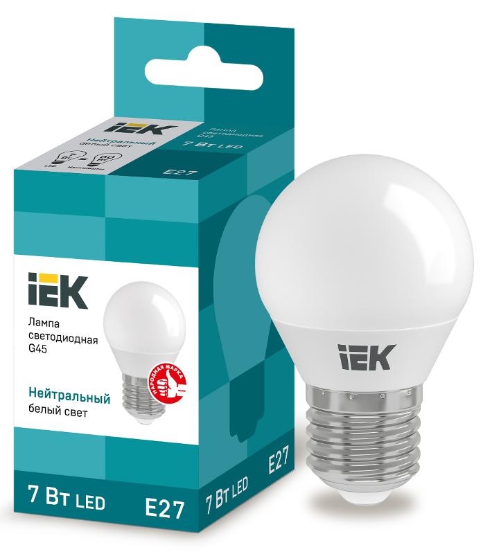 Лампа светодиодная LED 7Вт Е27 220В 4000К G45 шар