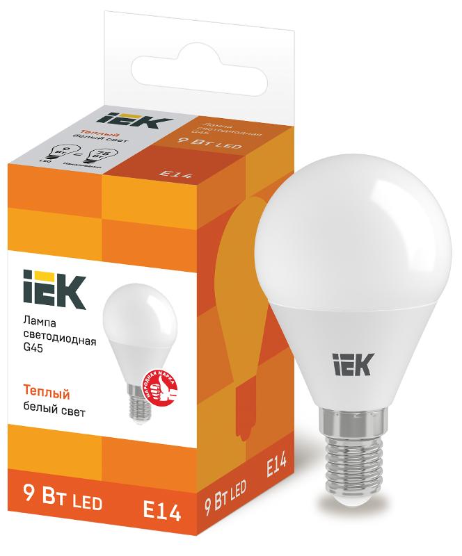 Лампа светодиодная LED 9Вт 230В 3000К E14 шар