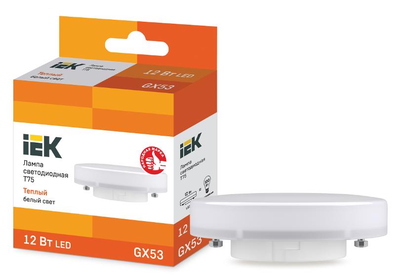 Лампа светодиодная LED 12Вт GX53 230В 3000К ECO Т75 таблетка