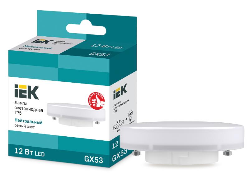 Лампа светодиодная LED 12Вт GX53 230В 4000К ECO Т75 таблетка