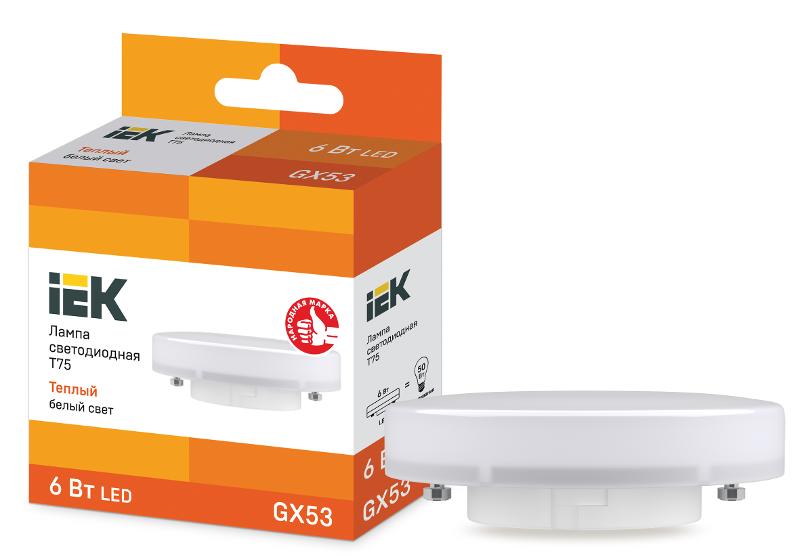 Лампа светодиодная LED 6Вт GX53 220В 3000К T75 таблетка