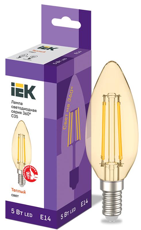 Лампа светодиодная LED C35 свеча золото 5Вт 230В 2700К E14 серия 360°