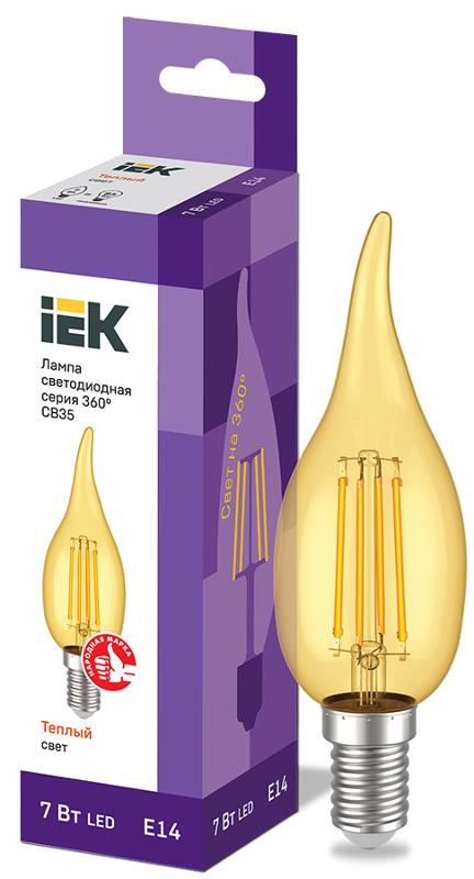 Лампа светодиодная LED CВ35 св.н/в зол. 7Вт 230В 2700К E14 серия 360°