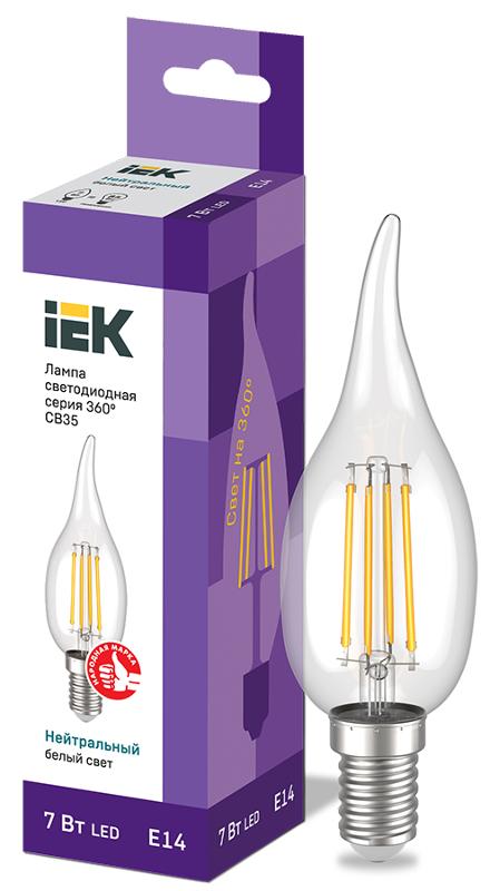 Лампа светодиодная LED CВ35 св.н/ветру 7Вт 230В 4000К E14 серия 360°