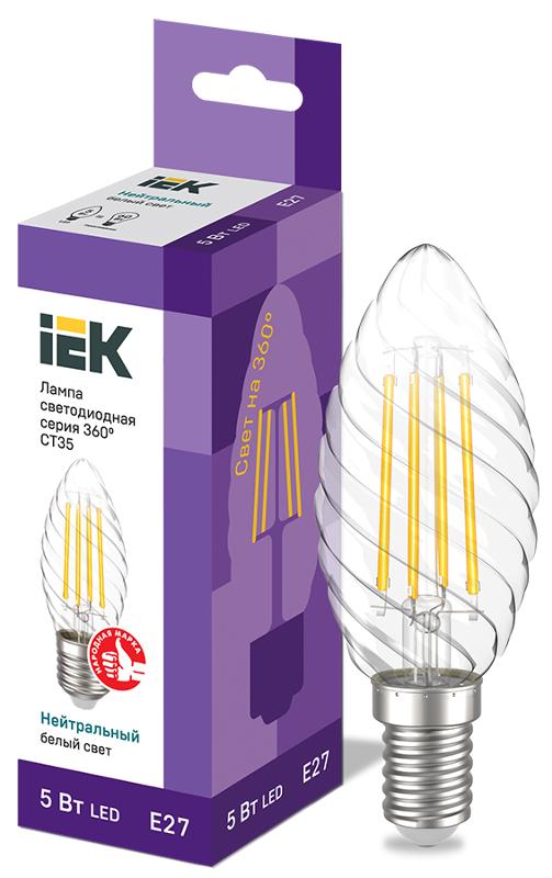Лампа светодиодная LED CT35 свеча вит. 5Вт 230В 4000К E27 серия 360°