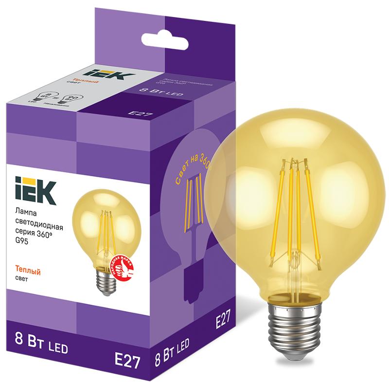 Лампа светодиодная LED G95 шар золото 8Вт 230В 2700К E27 серия 360°