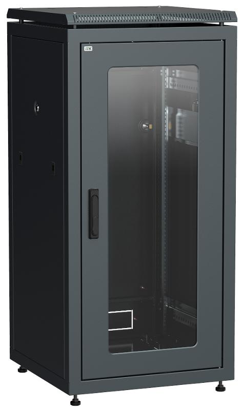 Шкаф сетевой 19" LINEA N 18U 600х600 мм стеклянная передняя дверь черный