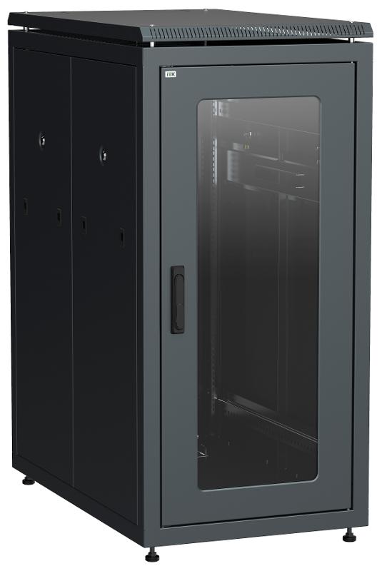 Шкаф сетевой 19" LINEA N 24U 600х1000 мм стеклянная передняя дверь, задняя перфорированная черны