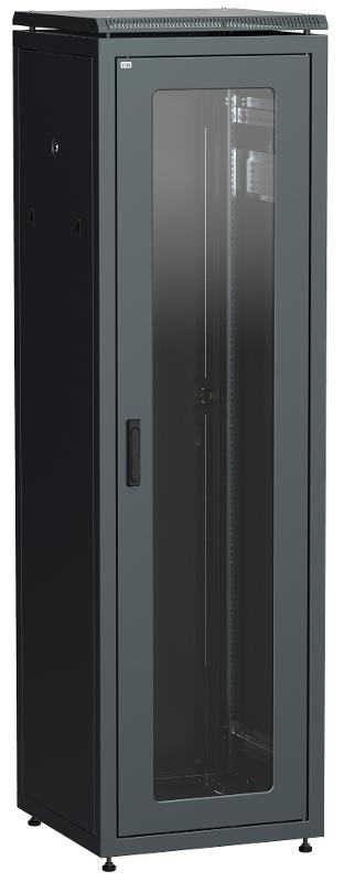 Шкаф сетевой 19" LINEA N 38U 600х800 мм стеклянная передняя дверь, задняя металлическая черный