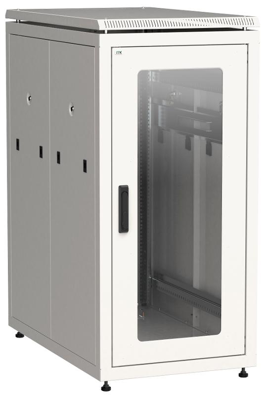 Шкаф сетевой 19" LINEA N 24U 600х1000 мм стеклянная передняя дверь, задняя перфорированная серый