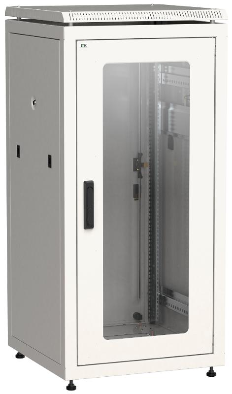 Шкаф сетевой 19" LINEA N 24U 600х800 мм стеклянная передняя дверь, задняя металлическая серый
