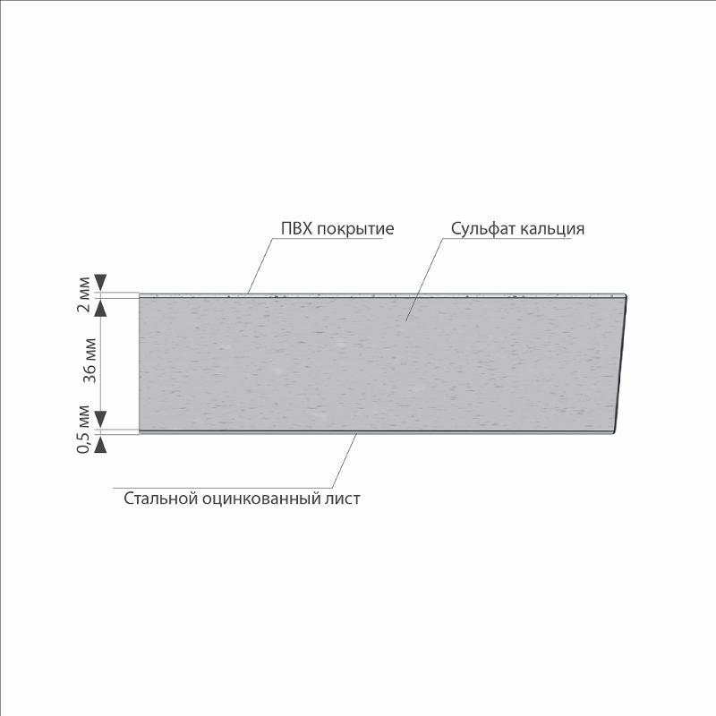 Панель из сульфата кальция 36/600/600 низ-стальной лист/верх-антистатический ПВХ/цвет 17