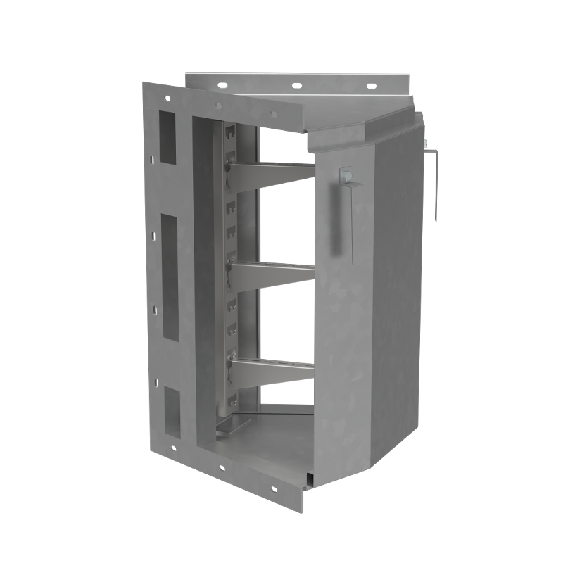 Короб кабельный блочный угловой горизонтальный с наружным углом поворота на 45 гр. ККБ-УГН-0,65/0,4 s:1,5 мм