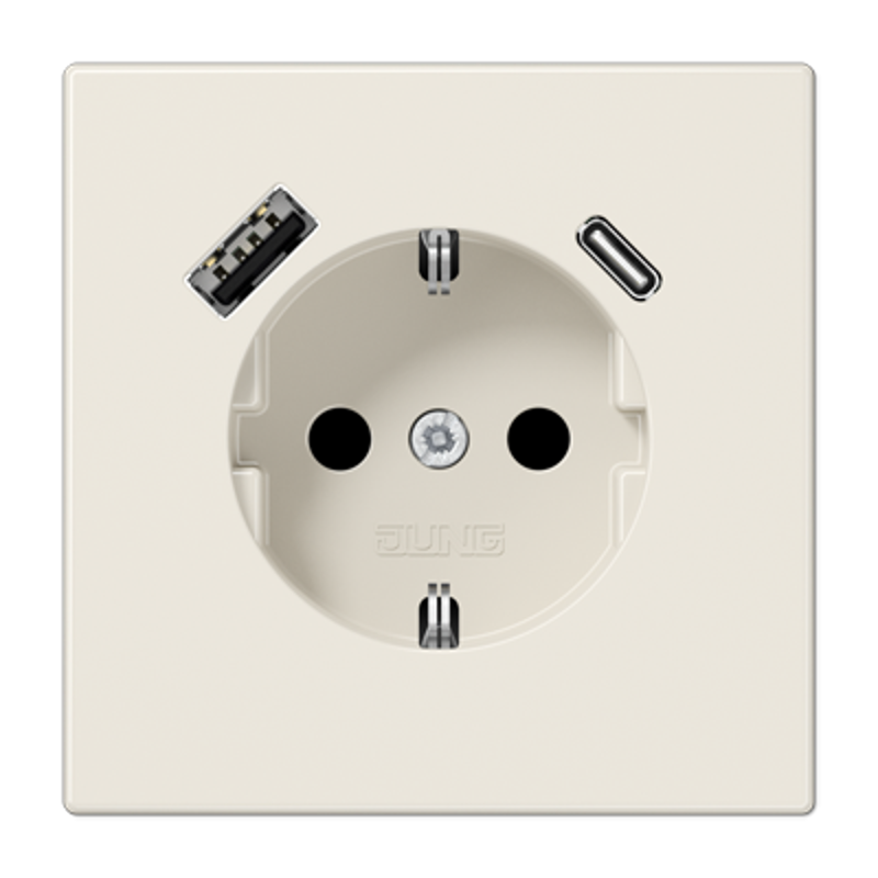 Розетка SCHUKO® с USB-зарядным устройством, тип A + тип С; термопласт; слоновая кость
