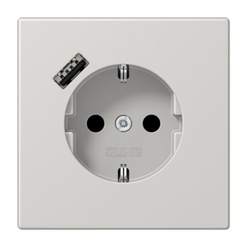 Розетка SCHUKO® с USB-зарядным устройством, тип A; термопласт; светло-серый