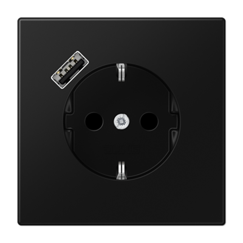 Розетка SCHUKO® с USB-зарядным устройством, тип A; термопласт; черный матовый