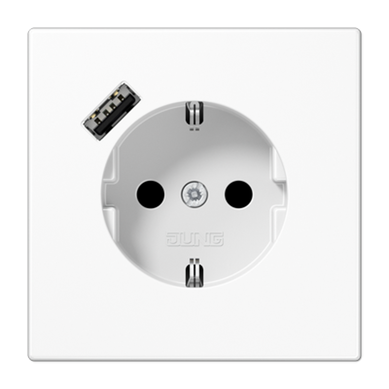 Розетка SCHUKO® с USB-зарядным устройством, тип A; термопласт; белый