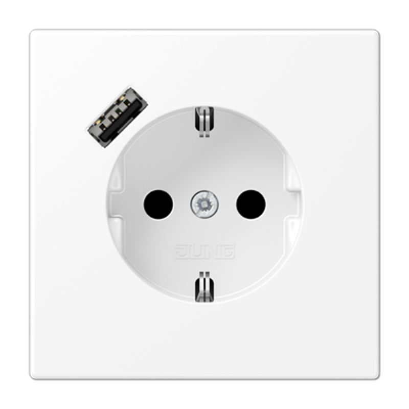 Розетка SCHUKO® с USB-зарядным устройством, тип A; термопласт; белый матовый