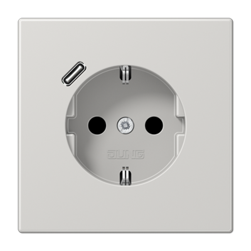 Розетка SCHUKO® с USB-зарядным устройством, тип С; термопласт; светло-серый