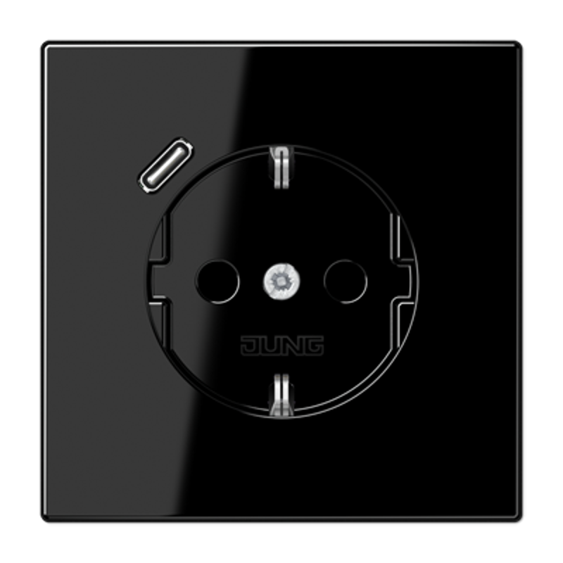 Розетка SCHUKO® с USB-зарядным устройством, тип С; термопласт; черный